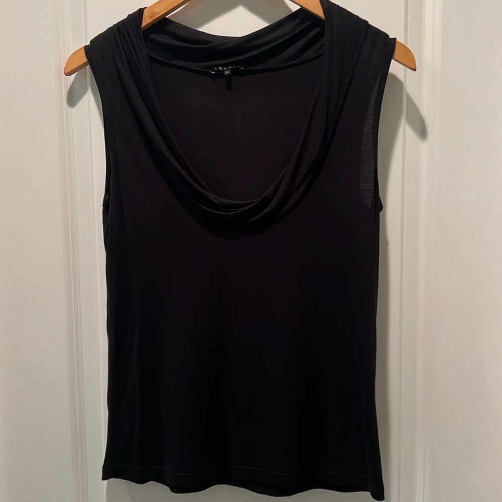 Theory black cowl neck tissue weight shirt size M